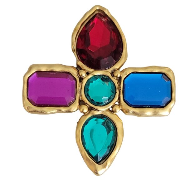 Vintage 80’s Mogul Style Lucite Maltese Cross Pin Brooch, K491 - Picture 7 of 7